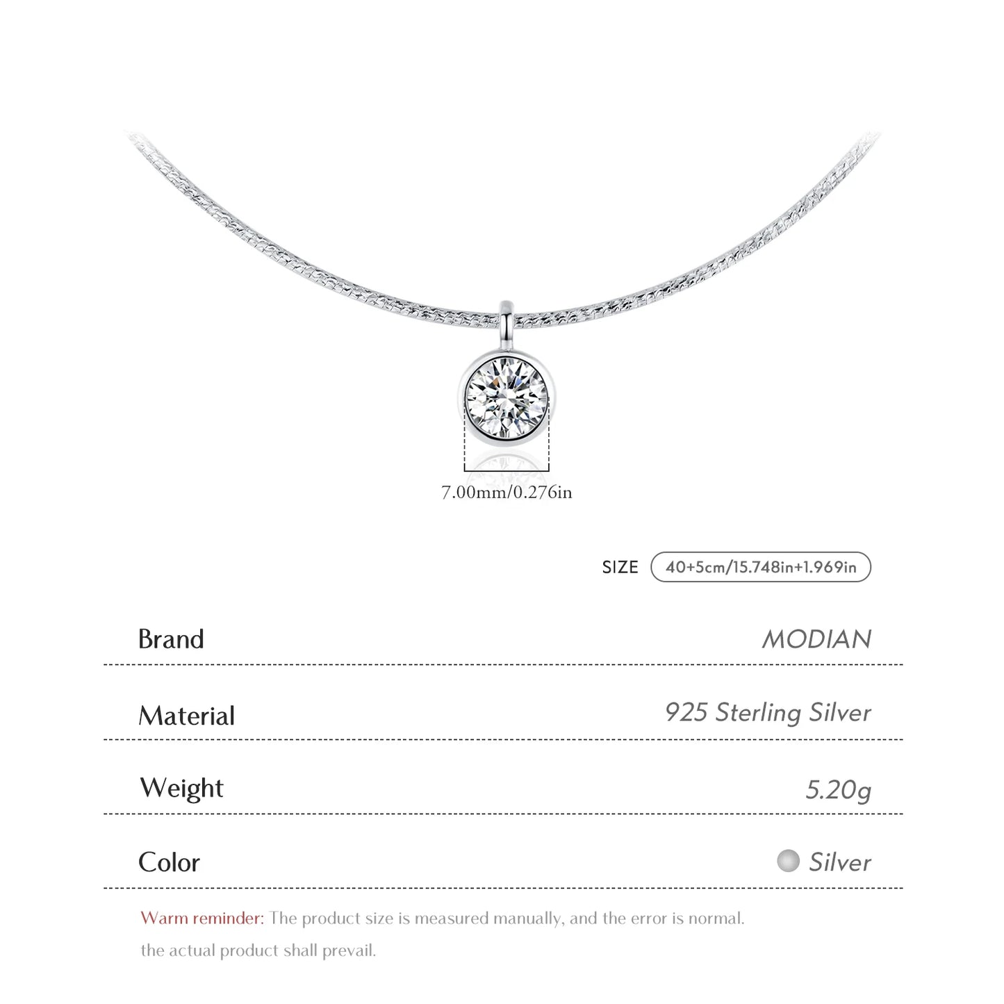 Bezel CZ Choker with Snake Chain - 925 Sterling Silver