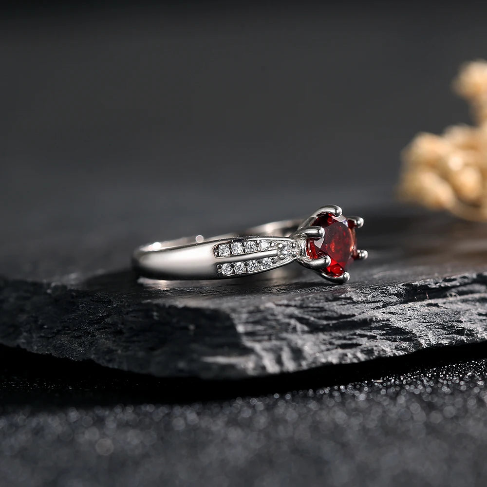 1Ct Natural Garnet Ring