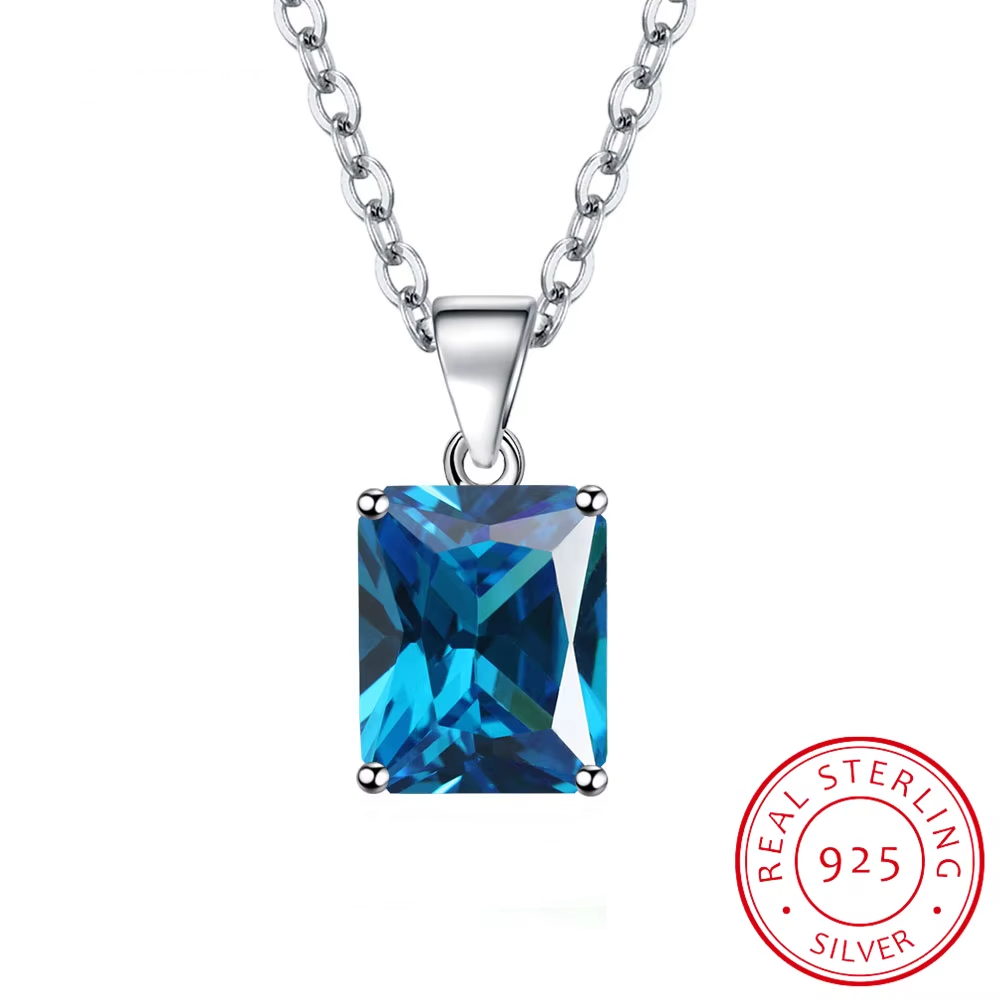 6ct Simulated Gemstone Pendant Necklace