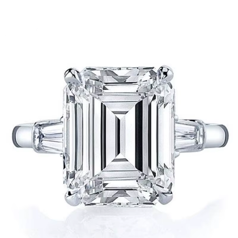 5 Carat Emerald Cut Moissanite Engagement Rings