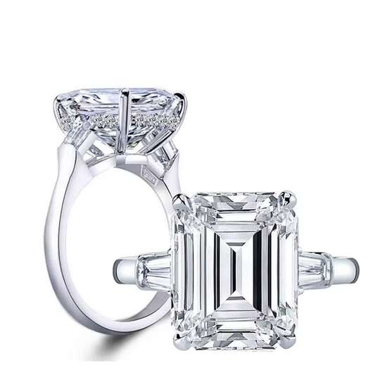 5 Carat Emerald Cut Moissanite Engagement Rings