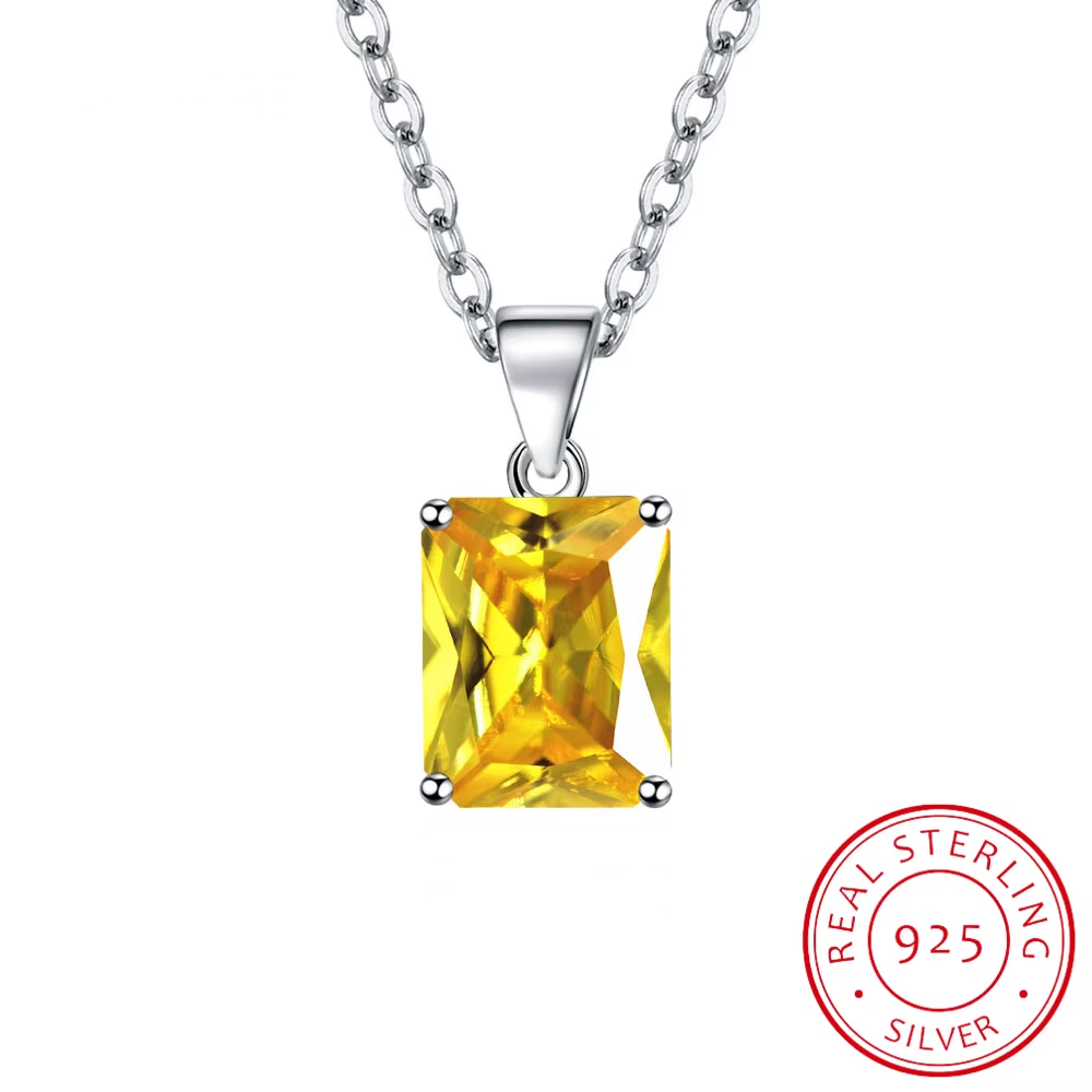 6ct Simulated Gemstone Pendant Necklace