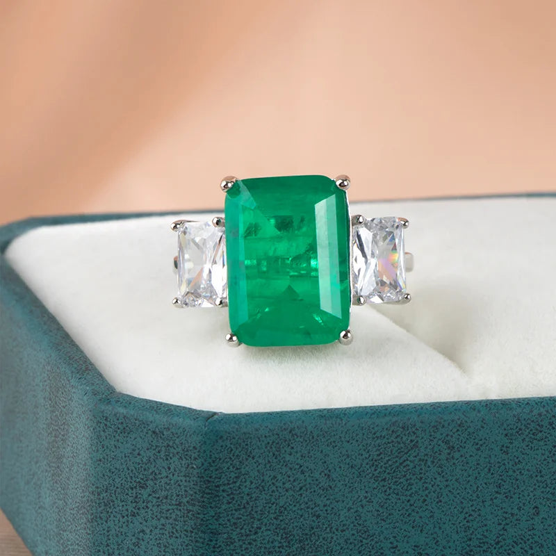 Green Zircon Emerald Ring - 925 Sterling