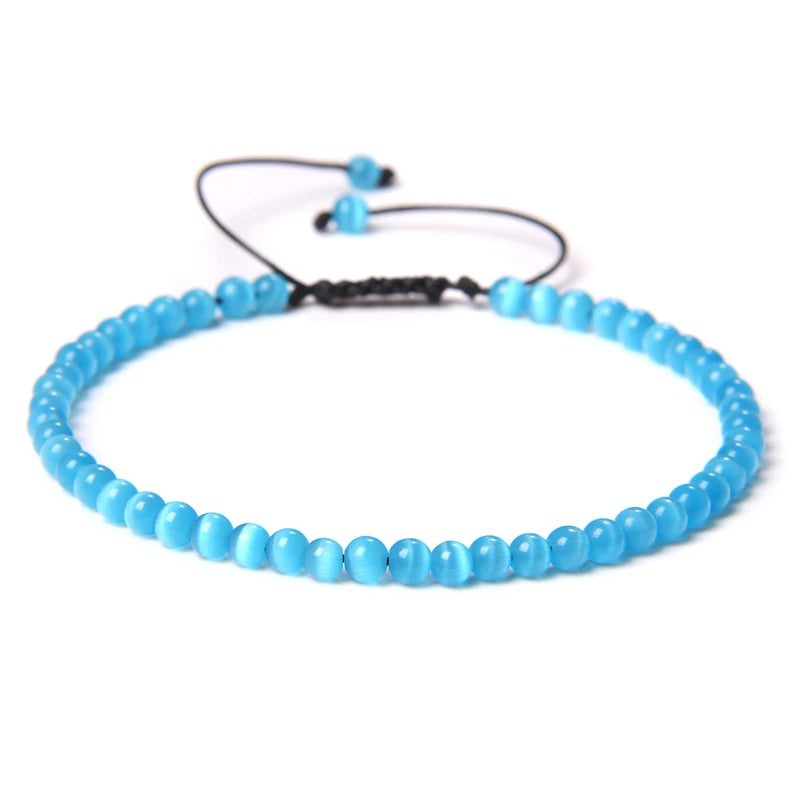 Adjustable 4MM Stone Beads Bracelet - Natural Agates