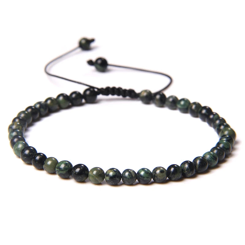 Adjustable 4MM Stone Beads Bracelet - Natural Agates