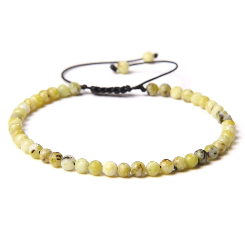 Adjustable 4MM Stone Beads Bracelet - Natural Agates