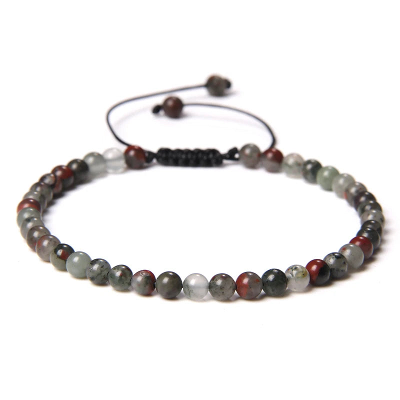 Adjustable 4MM Stone Beads Bracelet - Natural Agates