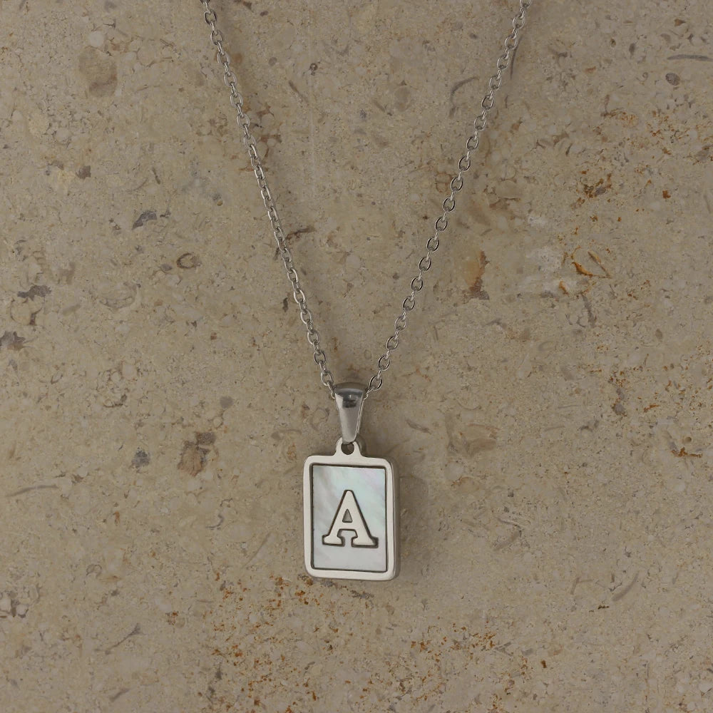 Mother of Pearl Shell and Gold Plated Initial Necklace