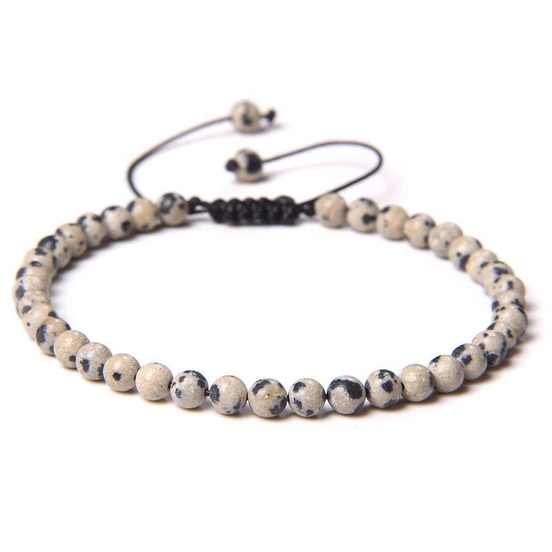 Adjustable 4MM Stone Beads Bracelet - Natural Agates