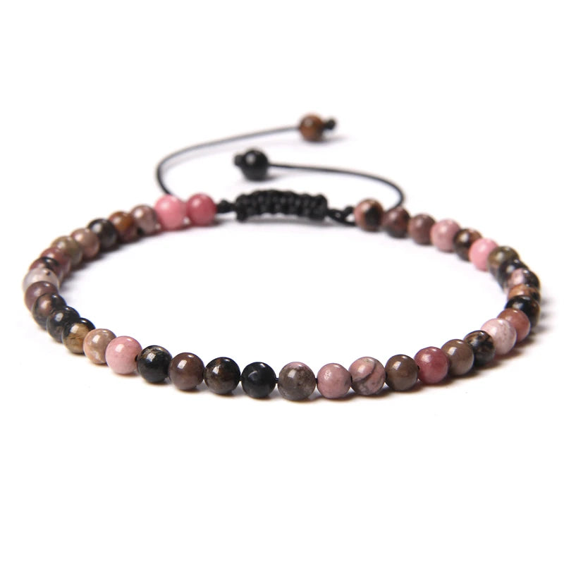 Adjustable 4MM Stone Beads Bracelet - Natural Agates