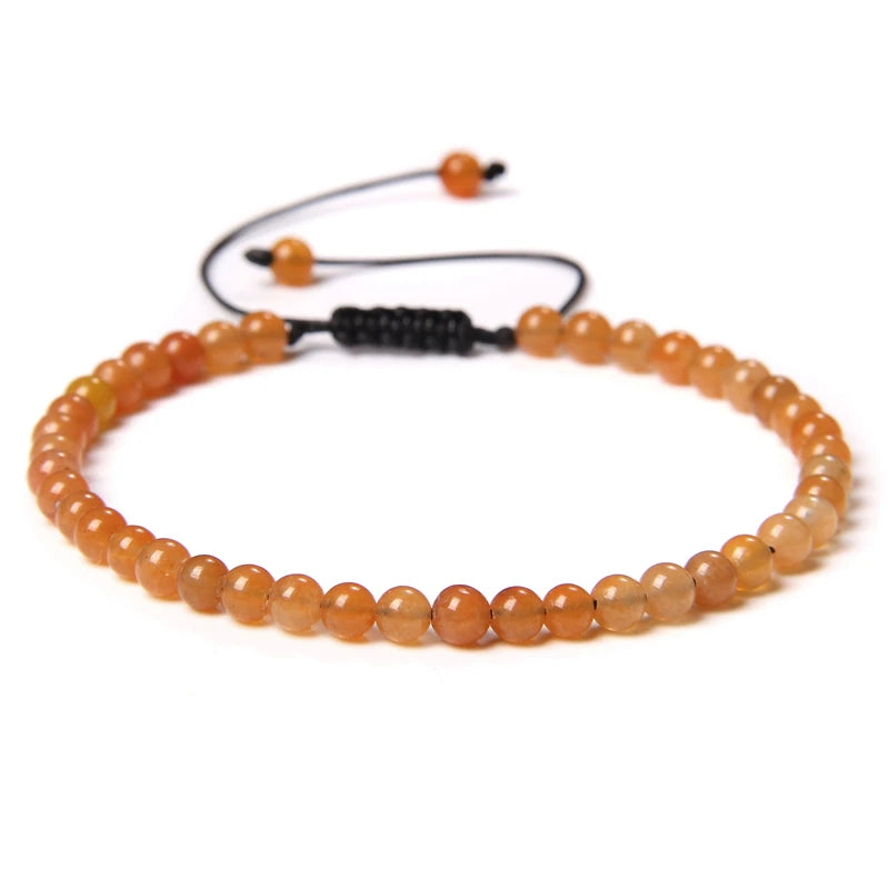 Adjustable 4MM Stone Beads Bracelet - Natural Agates