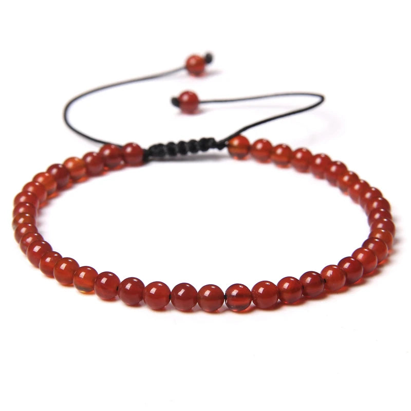 Adjustable 4MM Stone Beads Bracelet - Natural Agates