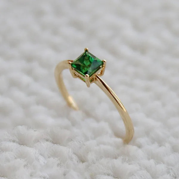 Zircon Emerald Ring 925 Sterling Silver