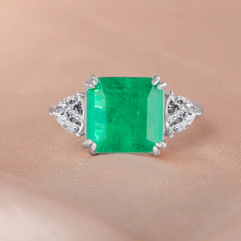 Green Zircon Emerald Ring - 925 Sterling