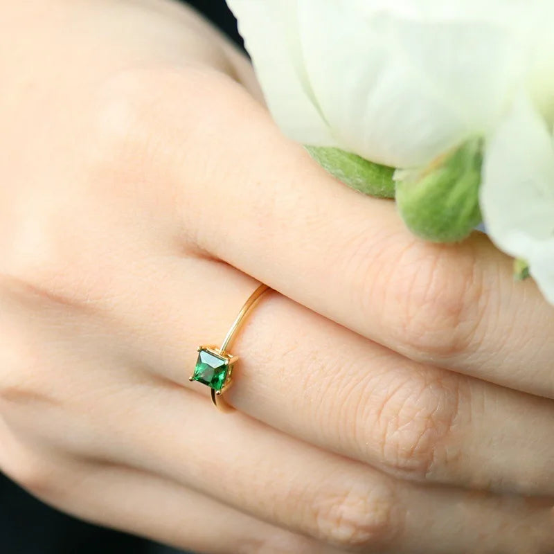 Zircon Emerald Ring 925 Sterling Silver