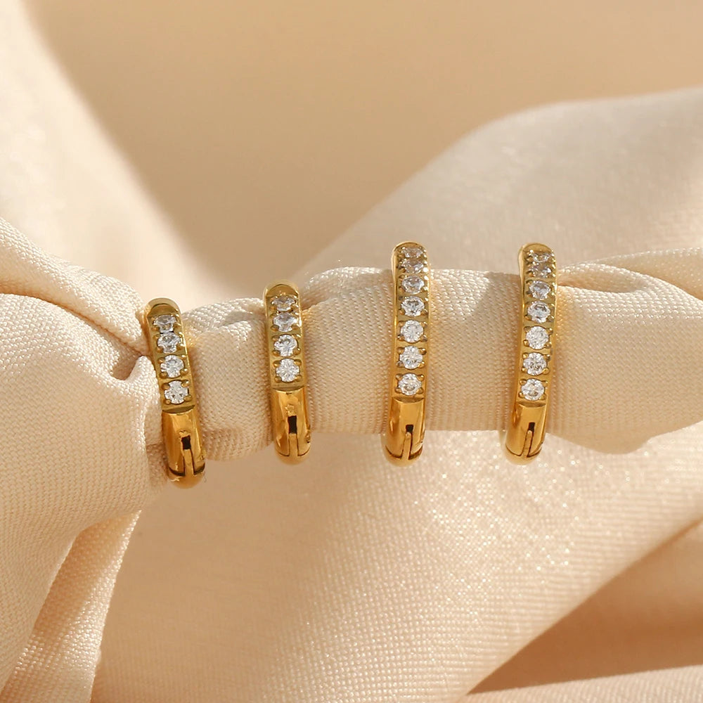 Gold Plated Crystal Huggie Hoop Earring