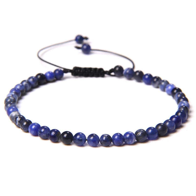 Adjustable 4MM Stone Beads Bracelet - Natural Agates