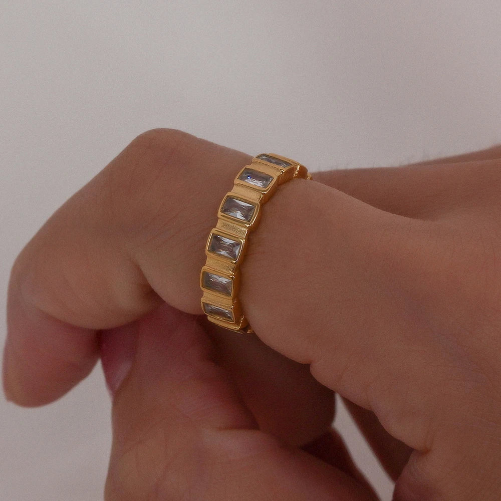 18K Gold Plated Minimalist Square Zircon Ring