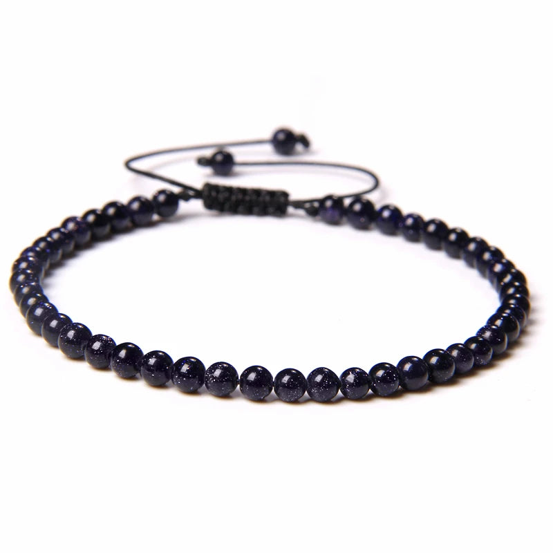 Adjustable 4MM Stone Beads Bracelet - Natural Agates