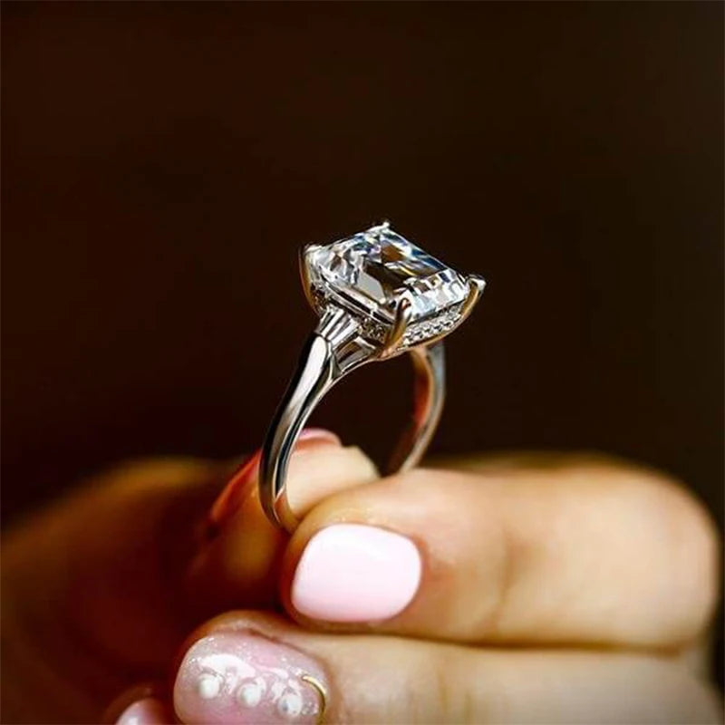 5 Carat Emerald Cut Moissanite Engagement Rings