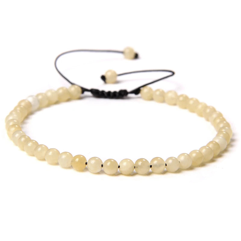 Adjustable 4MM Stone Beads Bracelet - Natural Agates