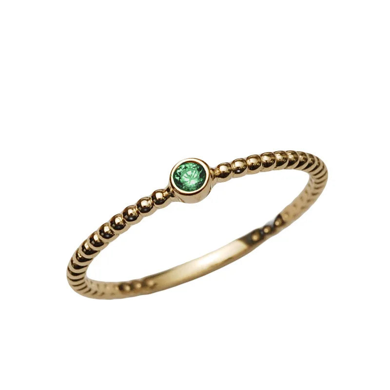 Thin Bezel Zircon Emerald Ring  – 14K Gold-Plated Silver