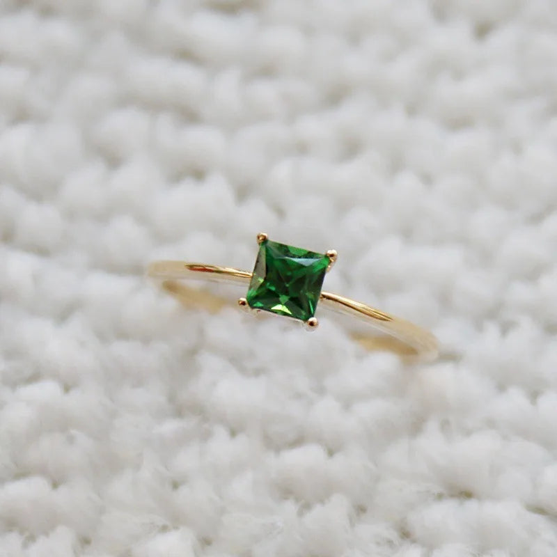 Zircon Emerald Ring 925 Sterling Silver