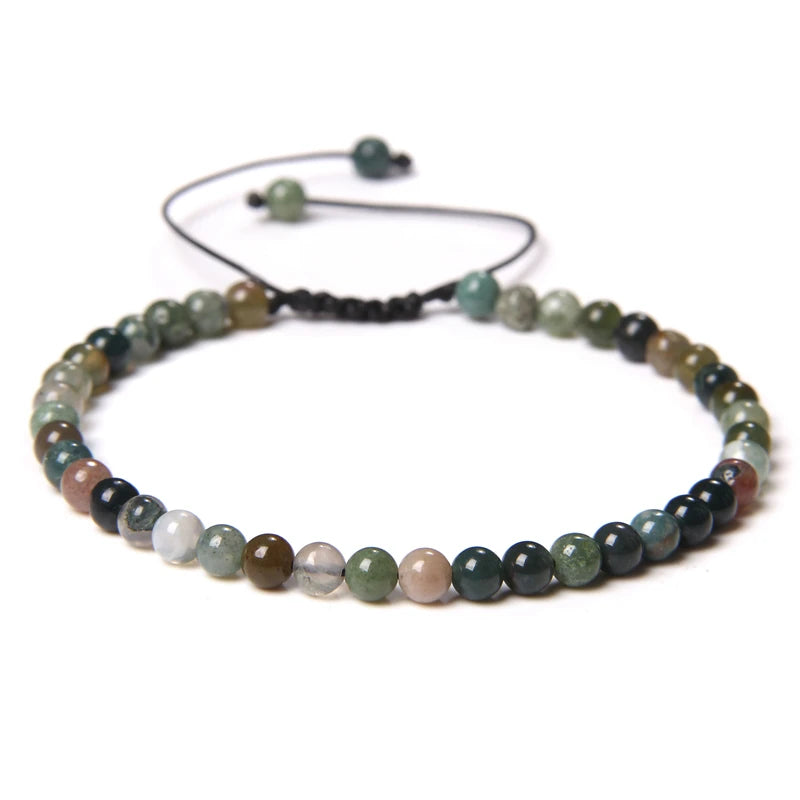 Adjustable 4MM Stone Beads Bracelet - Natural Agates