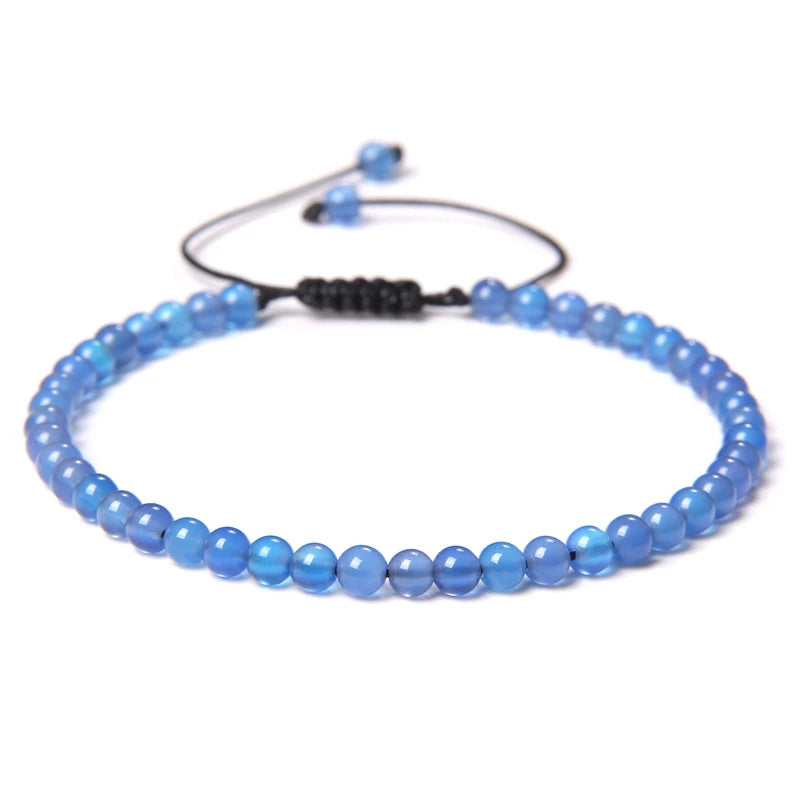 Adjustable 4MM Stone Beads Bracelet - Natural Agates