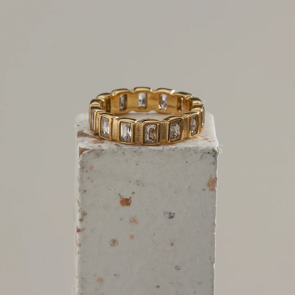 18K Gold Plated Minimalist Square Zircon Ring