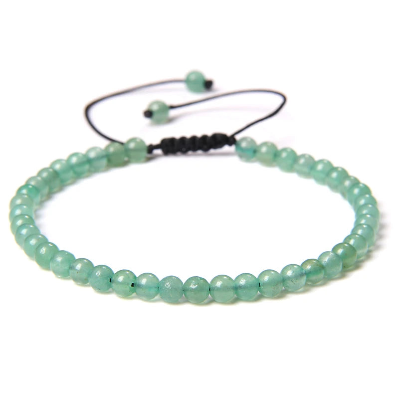 Adjustable 4MM Stone Beads Bracelet - Natural Agates