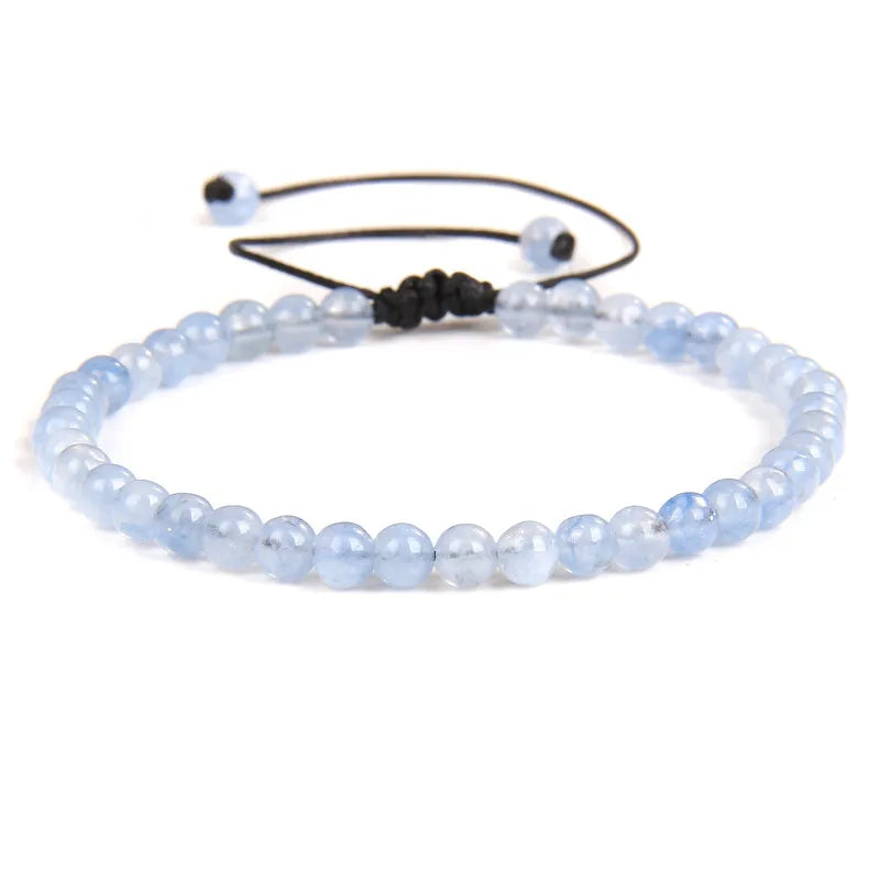 Adjustable 4MM Stone Beads Bracelet - Natural Agates