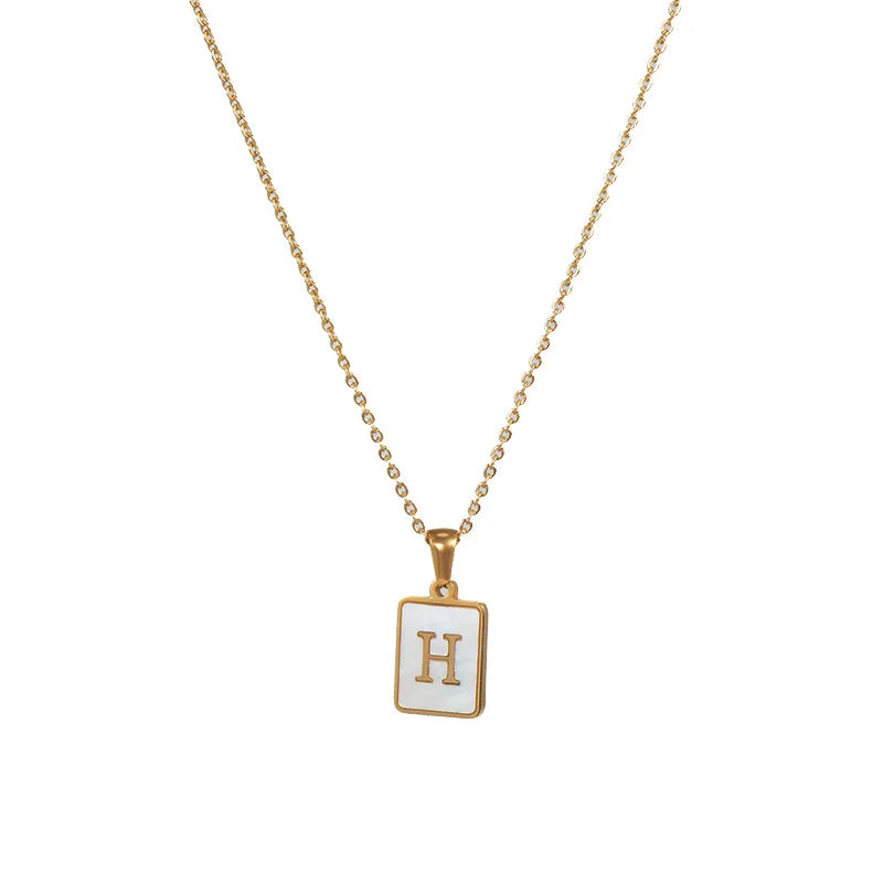 Mother of Pearl Shell and Gold Plated Initial Necklace