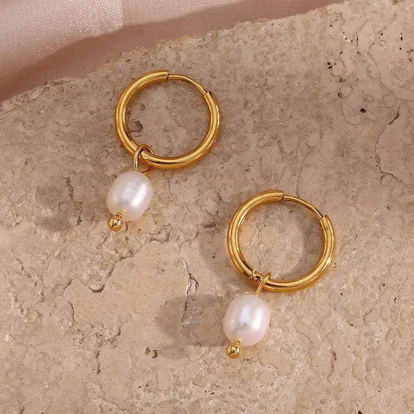 Freshwater Pearl Small Hoop Earrings