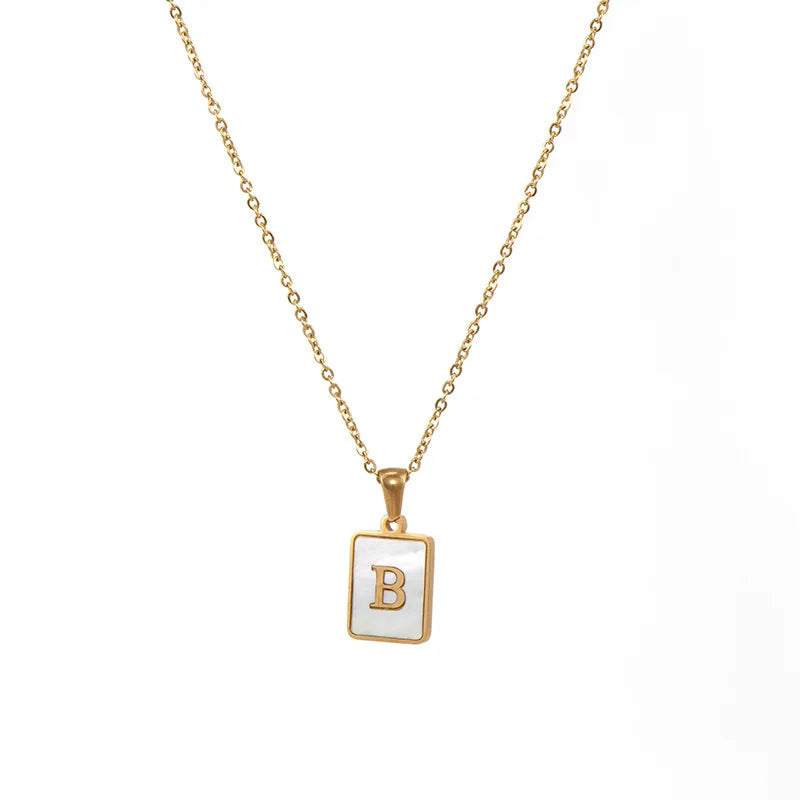 Mother of Pearl Shell and Gold Plated Initial Necklace