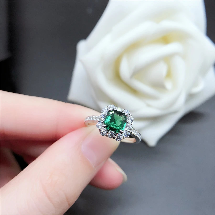 1CT Emerald Engagement Ring - Pure 18K White Gold