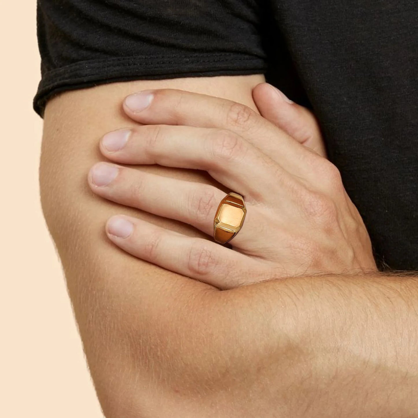 18K Gold Plated Square Signet Ring