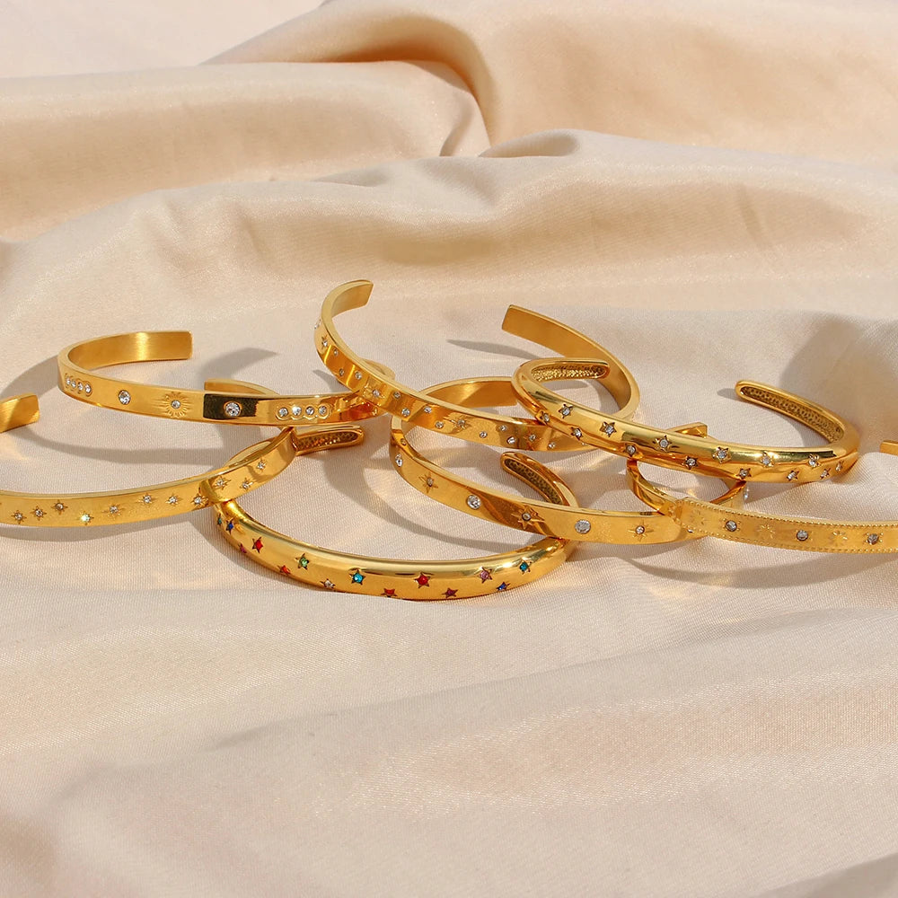 18K Gold Plated Zircon Bangles