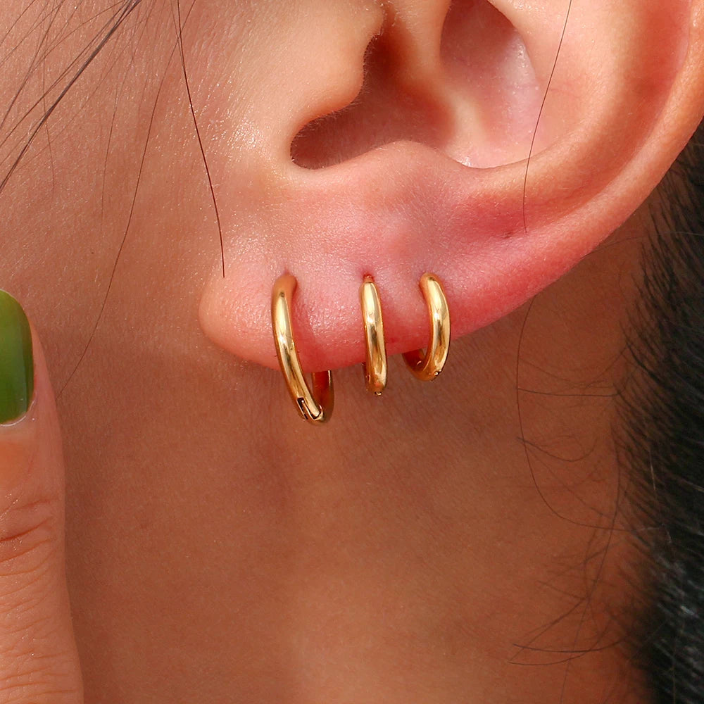 Gold Plated Small Hoop Huggies Earrings