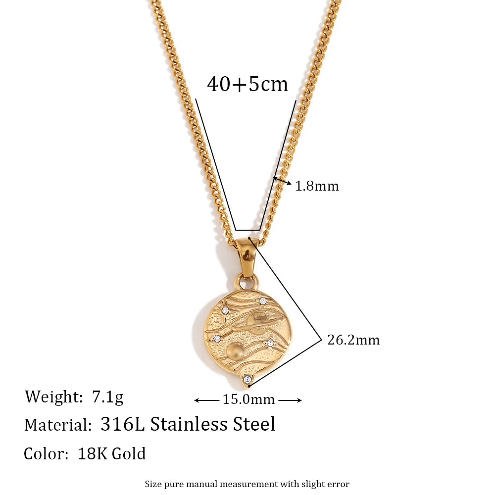 18K Gold Plated Circular Tarot Card Necklace