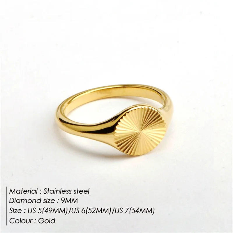 Gold Plated Texture Circle Ring