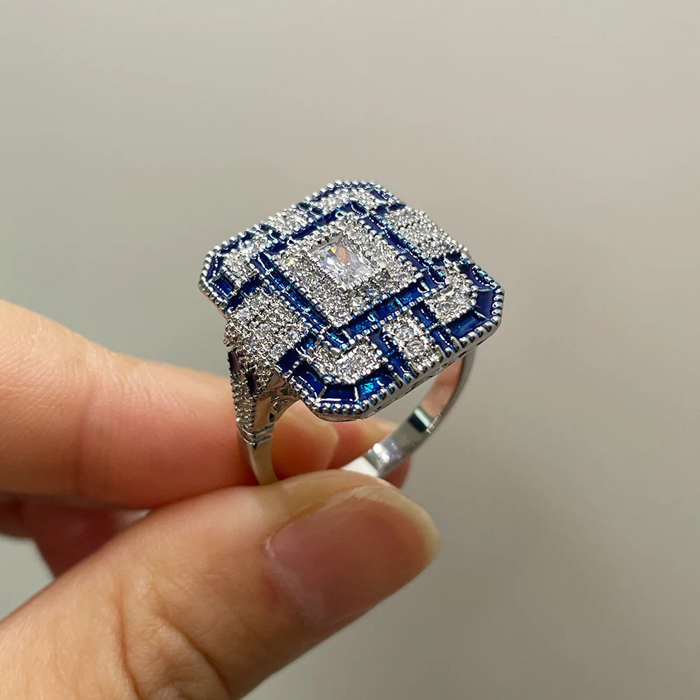 Vintage Inspired Zircon Sapphire Ring