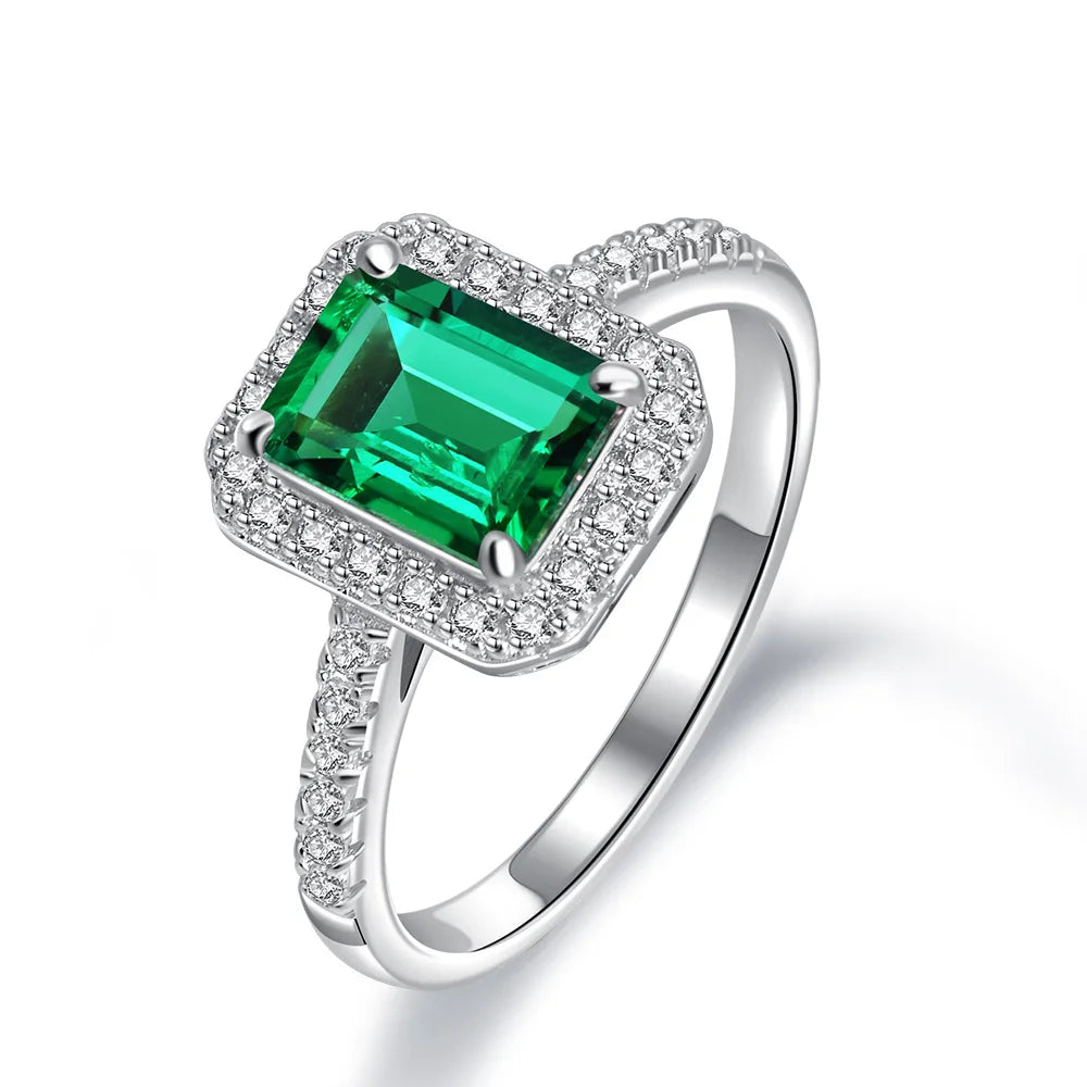 3CT Emerald Ring - 925 Sterling Silver