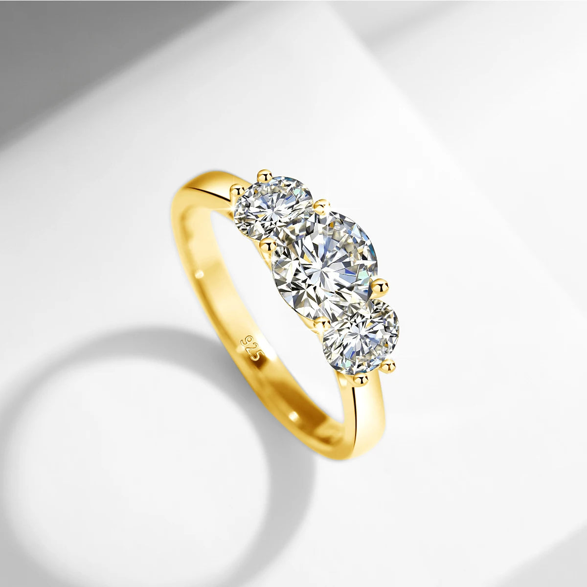 3 Stone Moissanite Ring -18k Gold