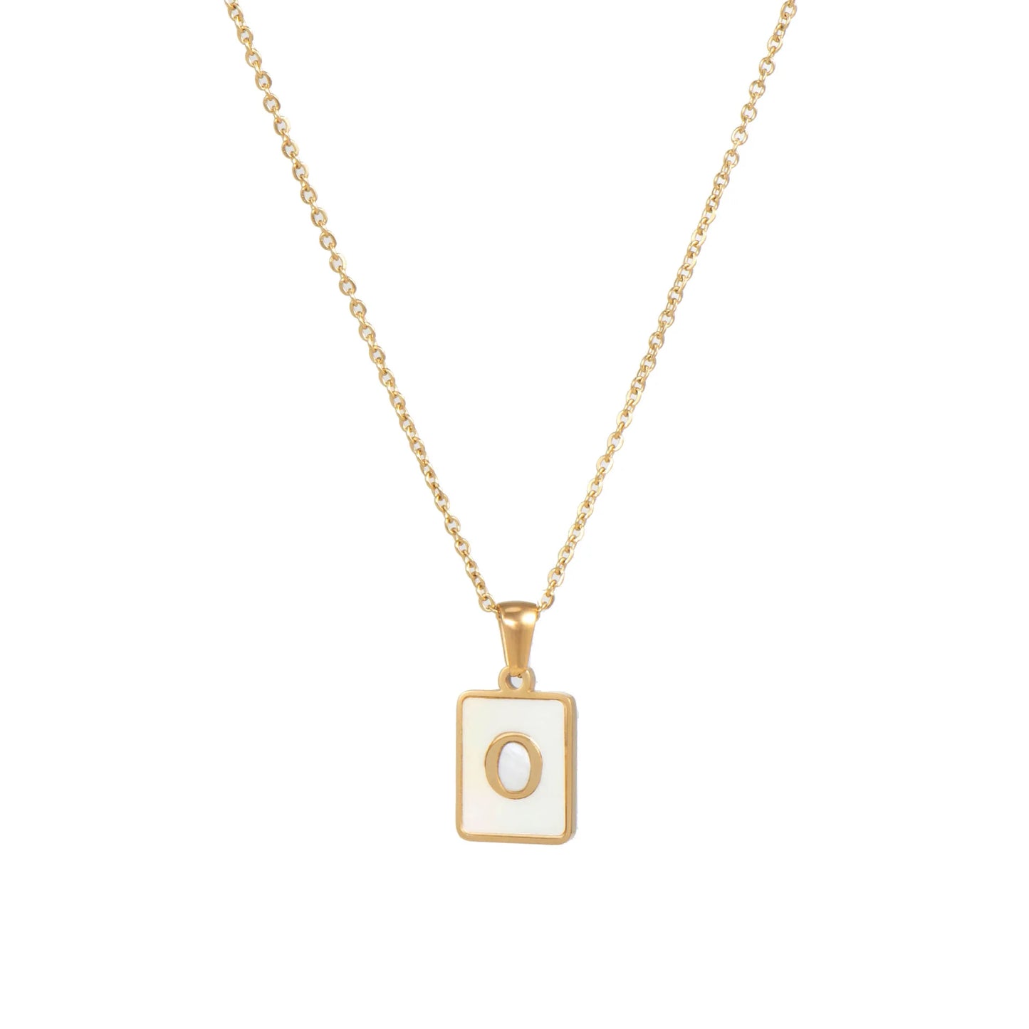 Mother of Pearl Shell and Gold Plated Initial Necklace