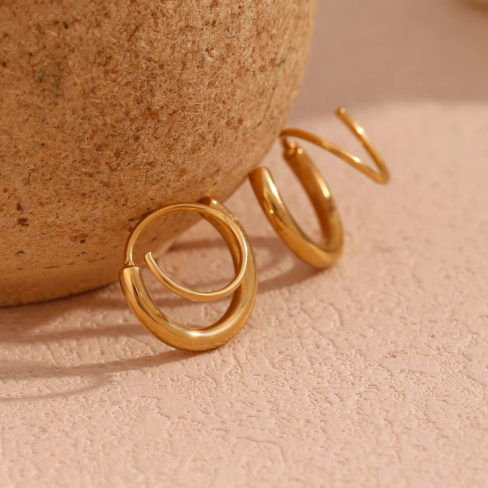 18K Gold Plated Double Layer Hoop Earrings