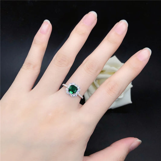 1CT Emerald Engagement Ring - Pure 18K White Gold