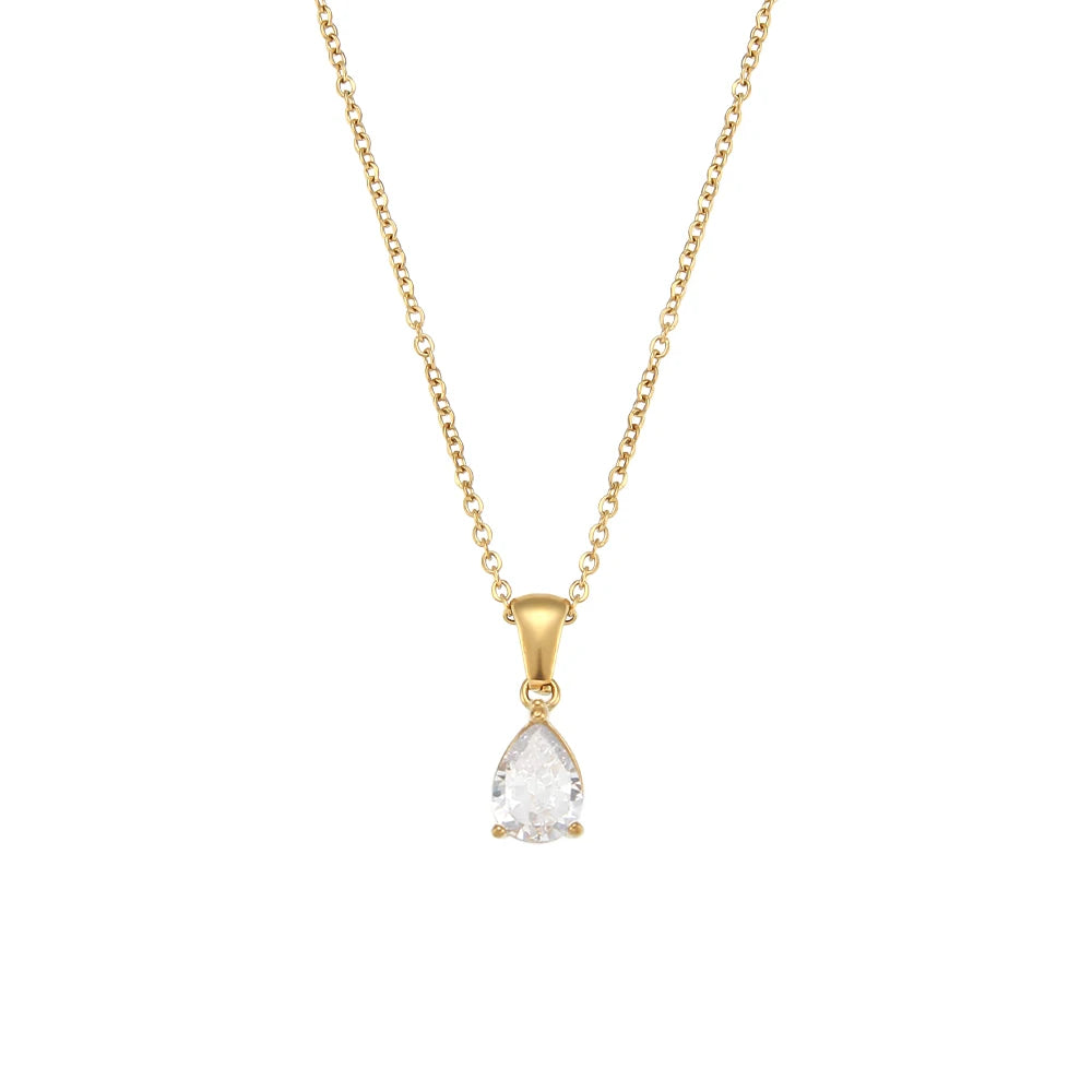 Gold Plated Crystal Pendant Necklace