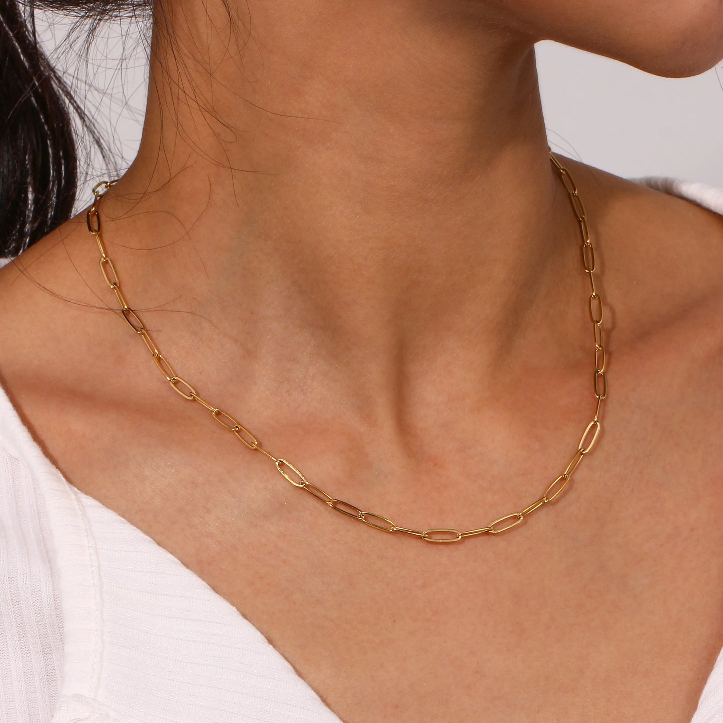 18K Gold Plated Paper Clip Chain Necklaces and Bracelet