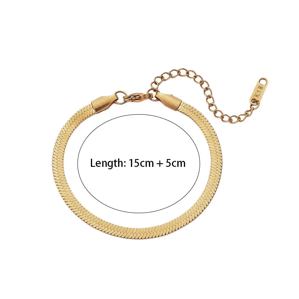 Gold Plated Herringbone Chain Necklace & Bracelet Set